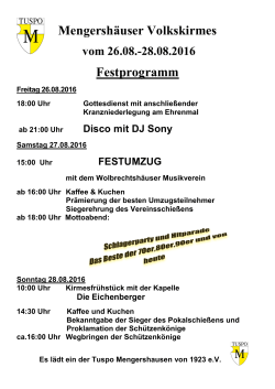 Mengershäuser Volkskirmes Festprogramm