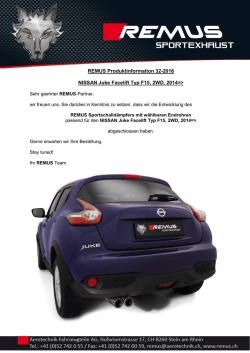 PKW INFO 32-2016 – NISSAN Juke Facelift Typ F15, 2WD