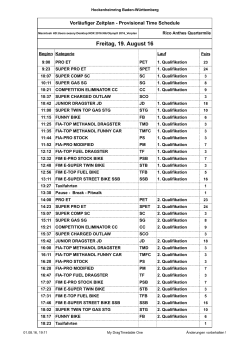 Zeitplan - Hockenheimring