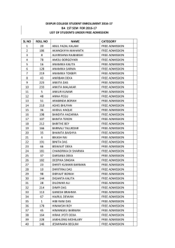 dispur college student enrollment 2016-17 ba 1st sem for 2016