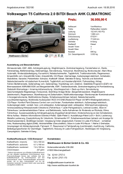 Volkswagen T5 California 2.0 BiTDI Beach AHK CLIMATRONIC Preis