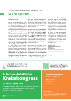 7. Sachsen-Anhaltischer Krebskongress 2017 in Halle
