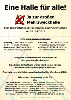 Eine Halle f&uuml;r alle! Ja zur gro&szlig;en Mehrzweckhalle beim