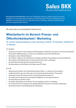 Mitarbeiter/in im Bereich Presse- und