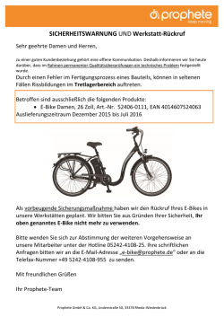 SICHERHEITSWARNUNG UND Werkstatt-Rückruf