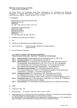 Inhaltsverzeichnis Verdingungsunterlagen
