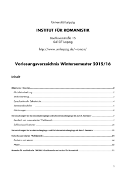 Vorlesungsverzeichnis Wintersemester 2015/16