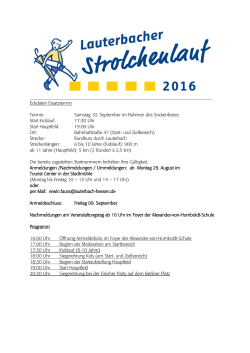 Eckdaten Ersatztermin Termin: Samstag 10. September im Rahmen