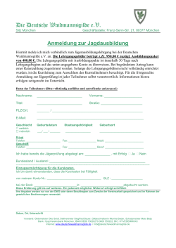 Anmeldung zur Jagdausbildung - Die Deutsche Waidmannsgilde