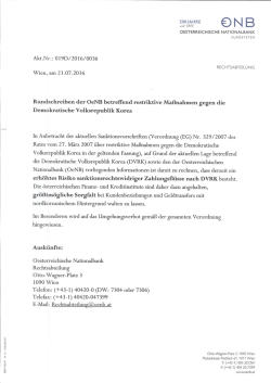 Rundschreiben der OeNB vom 21.07.2016