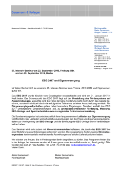EEG 2017 und Eigenversorgung