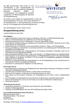 Ihre Aufgaben - Boxdorfer Werkstatt