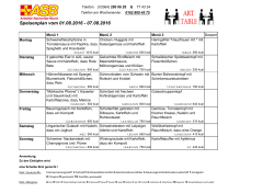 Speiseplan vom 01.08. bis 07.08.2016