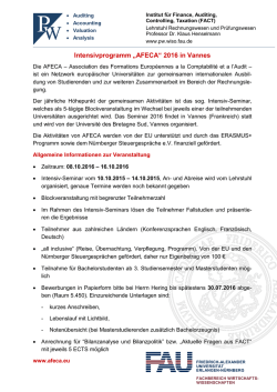 Intensivprogramm &bdquo;AFECA&ldquo; 2016 in Vannes