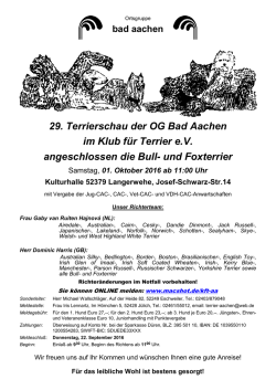 29. Terrierschau der OG Bad Aachen im Klub für Terrier e.V.
