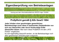 Eigen&uuml;berpr&uuml;fung von Betriebsanlagen