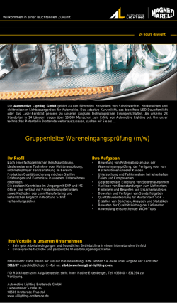 Gruppenleiter Wareneingangsprüfung (m/w)