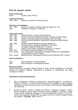 Prof. Dr. Justus Duyster - Medical Center &ndash; University of Freiburg