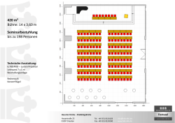 420 m² Bühne: 14 x 3,60 m Seminarbestuhlung bis zu 198 Personen