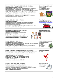 Ferienprogramm 2016