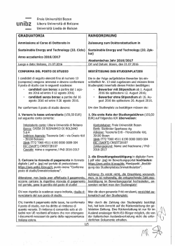 Graduatoria - Libera Universit&agrave; di Bolzano