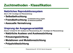 Zuchtmethoden - Klassifikation