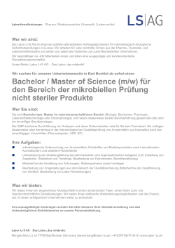 Bachelor / Master of Science (m/w) für den Bereich