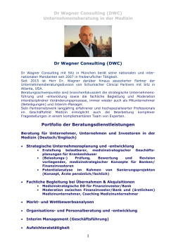 Dr Wagner Consulting (DWC) Unternehmensberatung in der