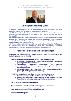 Dr Wagner Consulting (DWC) Unternehmensberatung in der