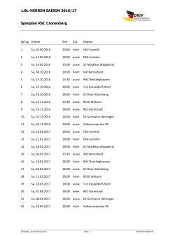1.BL-HERREN SAISON 2016/17 Spielplan RSC Cronenberg