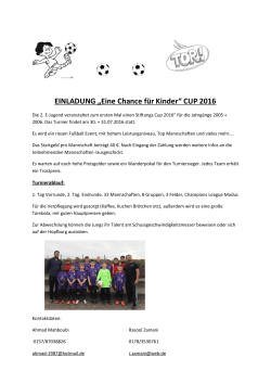 EINLADUNG „Eine Chance für Kinder“ CUP 2016