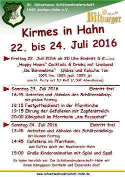 Kirmes in Hahn - St. Sebastianus Schützenbruderschaft 1660 Hahn eV