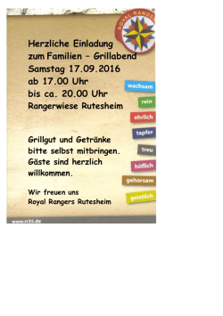 Herzliche Einladung zum Familien &ndash; Grillabend Samstag 17.09