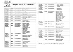 Miniplan vom 31.07. bis 18.09.2016