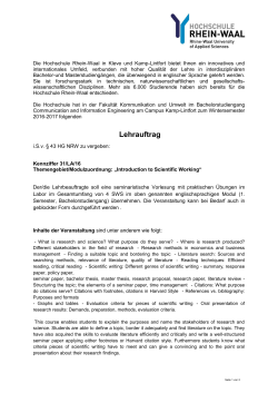 Introduction into scientific working - Hochschule Rhein-Waal