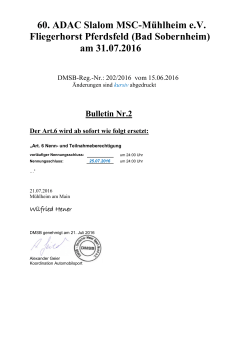 60. ADAC Slalom Mühlheim Bulletin Nr. 2