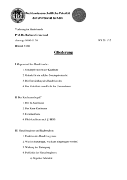 Gliederung Handelsrecht