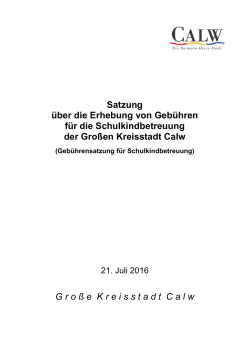 Geb&uuml;hrensatzung f&uuml;r Schulkindbetreuung