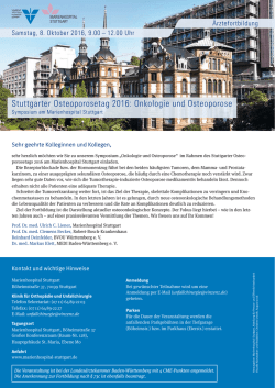Stuttgarter Osteoporosetag 2016: Onkologie und Osteoporose