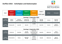Dorffest 2016 - Schichtplan und Stationenplan