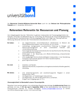 Referenten/Referentin für Ressourcen und Planung