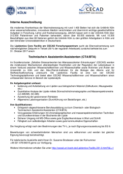 Interne Ausschreibung Technische/n Assistentin