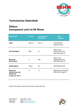 Technisches Datenblatt Silikon transparent und rot 60 Shore