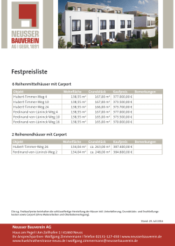 Festpreisliste - Huelchrather Strasse