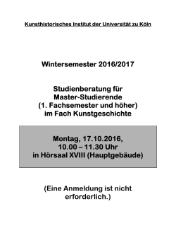 Master (Kunstgeschichte) - Kunsthistorisches Institut