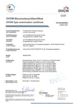 DVGW Zertifikat Smartpipe PE-RT AL PE-RT 75 mm