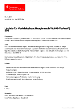 Update für Vertriebsbeauftragte nach WpHG