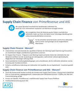 Supply Chain Finance von PrimeRevenue und AIG