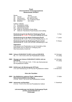 Vorlesungsverzeichnis WS 16/17 - Fachgruppe Physik