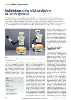 Hochleistungsgetriebe in Roboterplattform f&uuml;r Forschungszwecke